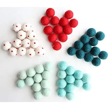 DIY Felt Ball Christmas Garland - 60 Colorful Wool Poms