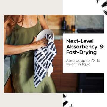 GEOMETRY Kitchen Tea Towel - Quick Dry Microfiber Cloth Dish Towels for Kitchen Drying - 18" x 30" P...