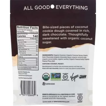 EMMYS Chocolate Covered Coconut Cookie Bite Peanut Butter, 3.5 OZ