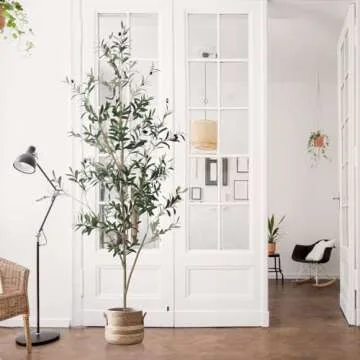 7 feet Olive Tree, Tall Artificial Tree, Green Fake Olive Tree, Realistic Silk Leaves and Fruits, Artificial Olive Trees, Indoor Decor Oliver Tree