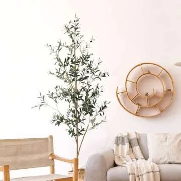 7 feet Olive Tree, Tall Artificial Tree, Green Fake Olive Tree, Realistic Silk Leaves and Fruits, Artificial Olive Trees, Indoor Decor Oliver Tree
