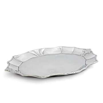 Arthur Court Designs Aluminum Fleur-De-Lis Oval Platter Food Serving Tray French Theme Tarnish-Free 18 inch x 13.25 inch