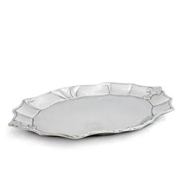 Arthur Court Designs Aluminum Fleur-De-Lis Oval Platter Food Serving Tray French Theme Tarnish-Free 18 inch x 13.25 inch