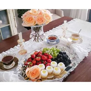 Arthur Court Designs Aluminum Fleur-De-Lis Oval Platter Food Serving Tray French Theme Tarnish-Free 18 inch x 13.25 inch