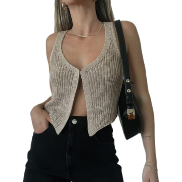 Stylish Women Y2K Crochet Knit Tank Vest for Fashion-Forward Outfits