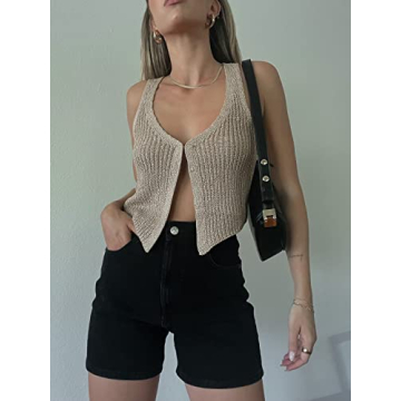 Shop Women Y2K Crochet Knit Tank Vest for Stylish Summer Looks