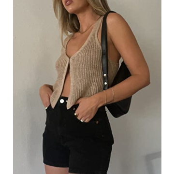 Shop Women Y2K Crochet Knit Tank Vest for Stylish Summer Looks
