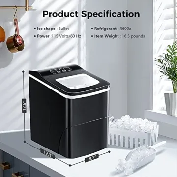 AGLUCKY Self-Cleaning Ice Maker - 26 lbs of Ice Daily