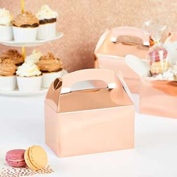 Juvale 24-Pack Rose Gold Gable Boxes - Stylish Party Favors