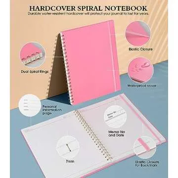 Spiral Notebook Journal 8.5” x 11”, A4 Large Pink Notebooks for Women Men, College Ruled Lined Journal, 100 GSM Paper, Plastic Hardcover Spiral Bound Journals for Work School Note Taking Business