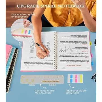 Spiral Notebook Journal 8.5” x 11”, A4 Large Pink Notebooks for Women Men, College Ruled Lined Journal, 100 GSM Paper, Plastic Hardcover Spiral Bound Journals for Work School Note Taking Business