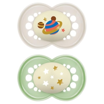 MAM Glow in the Dark Pacifiers (Pack of 2) for Comfort and Easy Nighttime Use