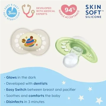 MAM Glow in the Dark Pacifiers for Babies 6+ Months