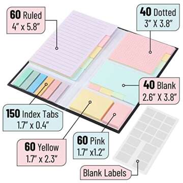 Mr. Pen- Sticky Notes Set, 410 Pack, Pastel Colors, Divider Sticky Notes, School Supplies, Office Supplies, Planner Sticky Note Dividers Tabs, Book Notes