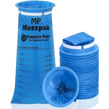MP MOZZPAK Vomit Bags – 24 Pack – 1000ml Emesis Bags – Leak Resistant, Medical Grade, Portable...