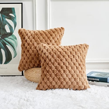 Yaertun Luxury Faux Fur Throw Pillow Covers Set of 2