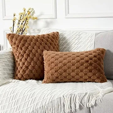 Yaertun Luxury Faux Fur Throw Pillow Covers Set of 2