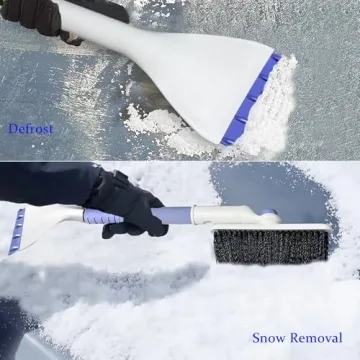 3-in-1 Extendable Ice Scraper and Snow Brush for Car Windshield - 33.8" Car Snow Brush and Ice Scraper with 360° Rotating Head, Durable Aluminum Body, Foam Grip, Snow Brush for SUV, Cars & Trucks