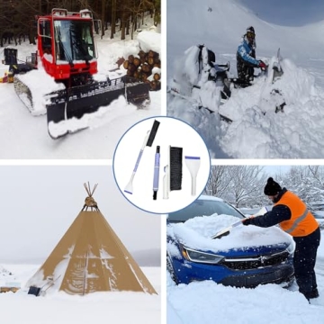 3-in-1 Extendable Ice Scraper and Snow Brush for Car Windshield - 33.8" Car Snow Brush and Ice Scraper with 360° Rotating Head, Durable Aluminum Body, Foam Grip, Snow Brush for SUV, Cars & Trucks