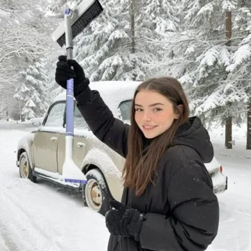 3-in-1 Extendable Ice Scraper and Snow Brush for Car Windshield - 33.8" Car Snow Brush and Ice Scraper with 360° Rotating Head, Durable Aluminum Body, Foam Grip, Snow Brush for SUV, Cars & Trucks