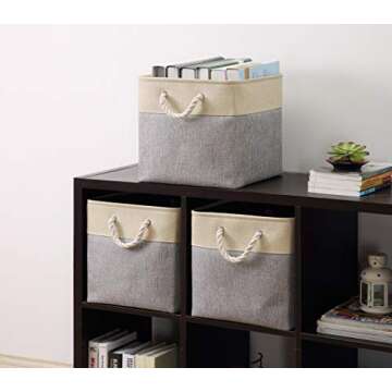 DECOMOMO Cube Storage Organizer Bins | Box Storage Cube Basket with Handles Fabric Cloth Bins for Or...