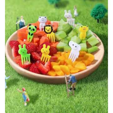 Fun Bento Picks set, 160 Pcs Animal Food Picks for Kids, Cute Cartoon Animal Fruit Food Toothpicks, Lunch Bento Box Picks for Toddler - Shapes Include Animals, Eyes, Flowers, Notes, Candy etc