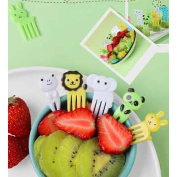 Fun Bento Picks set, 160 Pcs Animal Food Picks for Kids, Cute Cartoon Animal Fruit Food Toothpicks, Lunch Bento Box Picks for Toddler - Shapes Include Animals, Eyes, Flowers, Notes, Candy etc