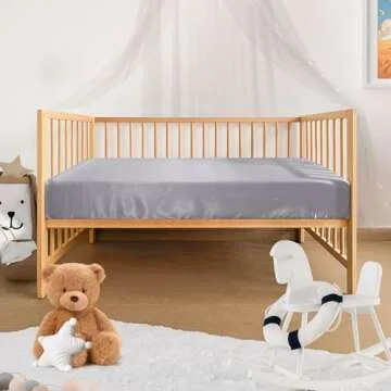 Pro Goleem Satin Soft Crib Sheet Great for Baby with Sensitive Hair Silky Baby Mattress Sheet Gray Unisex 52’’x28’’x8’’ Fitted Sheet