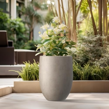 Kante Weathered Concrete Tall Planter Indoor Outdoor Decor