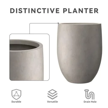 Kante Weathered Concrete Tall Planter Indoor Outdoor Decor