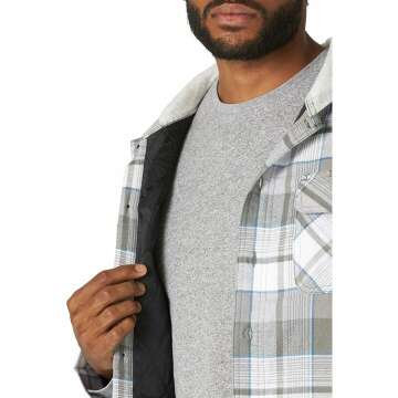 Men's Quilted Flannel Shirt Jacket with Hood