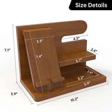 Iswabard Birthday Gifts for Men Desk Organizer Wood Gift for Dad Husband Wood Phone Docking Station Organizer Men Birthday Nightstand Cool Mens Gifts Night Stand Docking Station