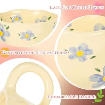 MAKCNMYM Vintage Flower Ceramic Coffee Mug 10 oz