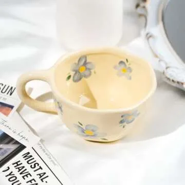 MAKCNMYM Vintage Flower Ceramic Coffee Mug 10 oz