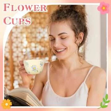 MAKCNMYM Vintage Flower Ceramic Coffee Mug 10 oz