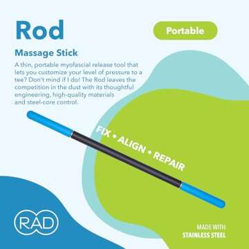 RAD Rod Massage Roller Stick - Myofascial Release Roller for Legs, Shoulders, Neck, Back, Arm - Musc...