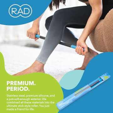 RAD Rod Massage Roller Stick - Myofascial Release Roller for Legs, Shoulders, Neck, Back, Arm - Muscle Roller for Athletes - Compact Deep Tissue Massage Roller for Mobility & Recovery