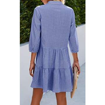 CCTOO Women's Summer Mini Dress: V Neck Button Down Tunic