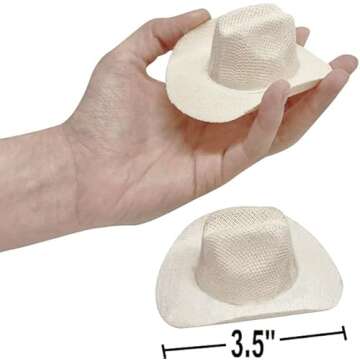 12 Mini Cowboy Cowgirl Rodeo Western Hats, 3.5 Inches Size