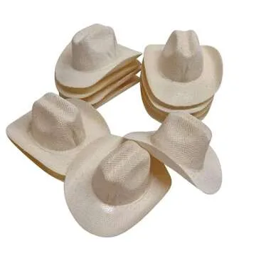 12 Mini Cowboy Cowgirl Rodeo Western Hats, 3.5 Inches Size