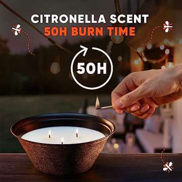 OFF! Triple Wick Scented Citronella Candle Bucket, Outdoor Candle, Burn Time up to 50 Hours, Provides Ambiance and a Gentle Glow for Outdoor Occasion , 23 oz (Pack of 6)