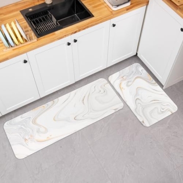 Colorful Star 2 Pieces Waterproof Cushioned Kitchen Rugs Set - Non-Slip Anti-Fatigue Kitchen Mat for...