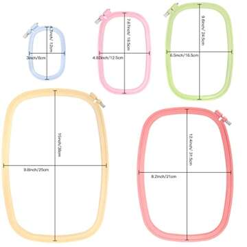 Caydo 5 Pieces ABS Plastic Embroidery Hoops Set, 5 Inch 6 Inch 10 Inch 12 Inch 15 Inch (5 Color)