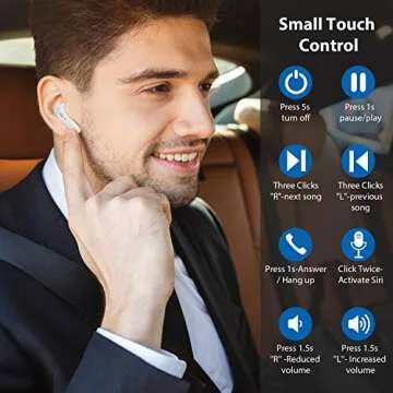 Manords True Wireless Earbuds Bluetooth Headphones, Bluetooth 5.1 TWS Stereo Earphones in-Ear Touch Control with Charging Case (White Y113)