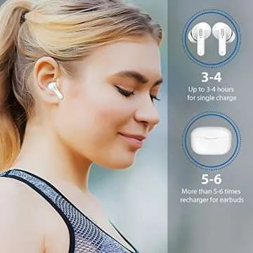 Manords True Wireless Earbuds Bluetooth Headphones, Bluetooth 5.1 TWS Stereo Earphones in-Ear Touch Control with Charging Case (White Y113)