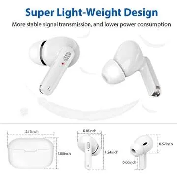 Manords True Wireless Earbuds Bluetooth Headphones, Bluetooth 5.1 TWS Stereo Earphones in-Ear Touch Control with Charging Case (White Y113)