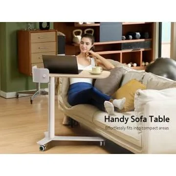 Portable Adjustable Rolling Desk with Drawer and Wheels