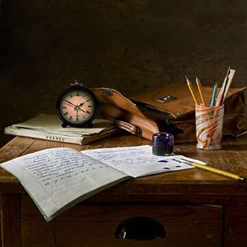 Vintage Retro Analog Alarm Clock, 4 inch Super Silent Non Ticking Small Clock with Night Light, Batt...