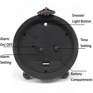 Vintage Retro Analog Alarm Clock, 4 inch Super Silent Non Ticking Small Clock with Night Light, Battery Operated, Simply Design, for Living Room, Bedroom, Bedside, Desk, Gift Clock (Roman)