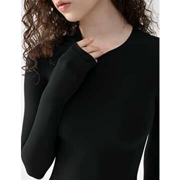 PUMIEY Women's Crew Neck Long Sleeve Bodysuit Sexy Tops Sharp Collection